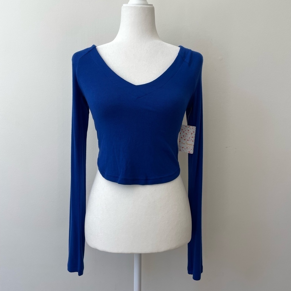 Free People Lookin Forward Blue Crop Top Woman’s Size Small NWT Boho Sexy - Picture 4 of 15